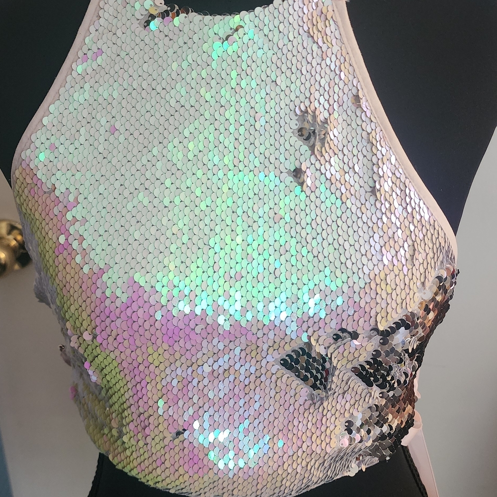 Iridescent Sequin Halter Top
